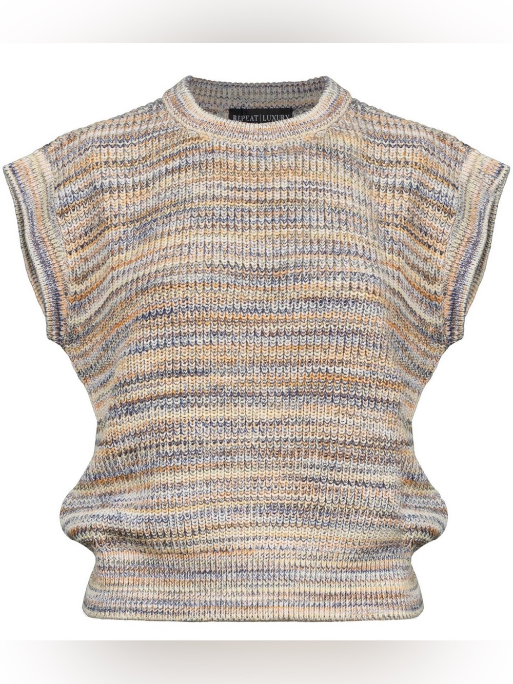 NWT - REPEAT LUXURY CLOTHING. (Blu's) Cap Sleeve Knit Pullover in multi. Small